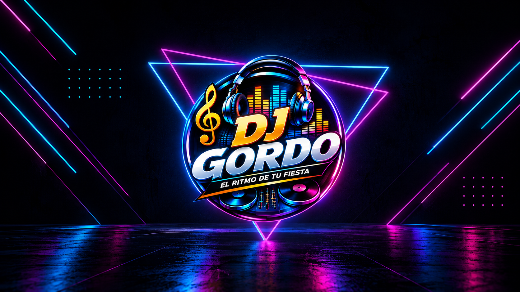 DJ Gordo, el ritmo de tu fiesta: logotipo original en neón